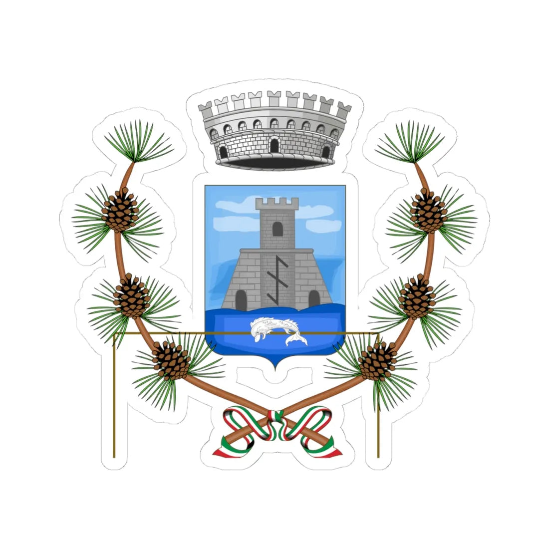 Portofino-Stemma (Italy) (Coat of Arms) STICKER Vinyl Kiss-Cut Decal 4 Inch White - The Sticker Space