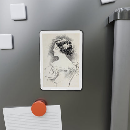 Portrait of a Lady, Pucks magazine interior illustration, 1897 (Magazine Illustration) Refrigerator Magnet-The Sticker Space