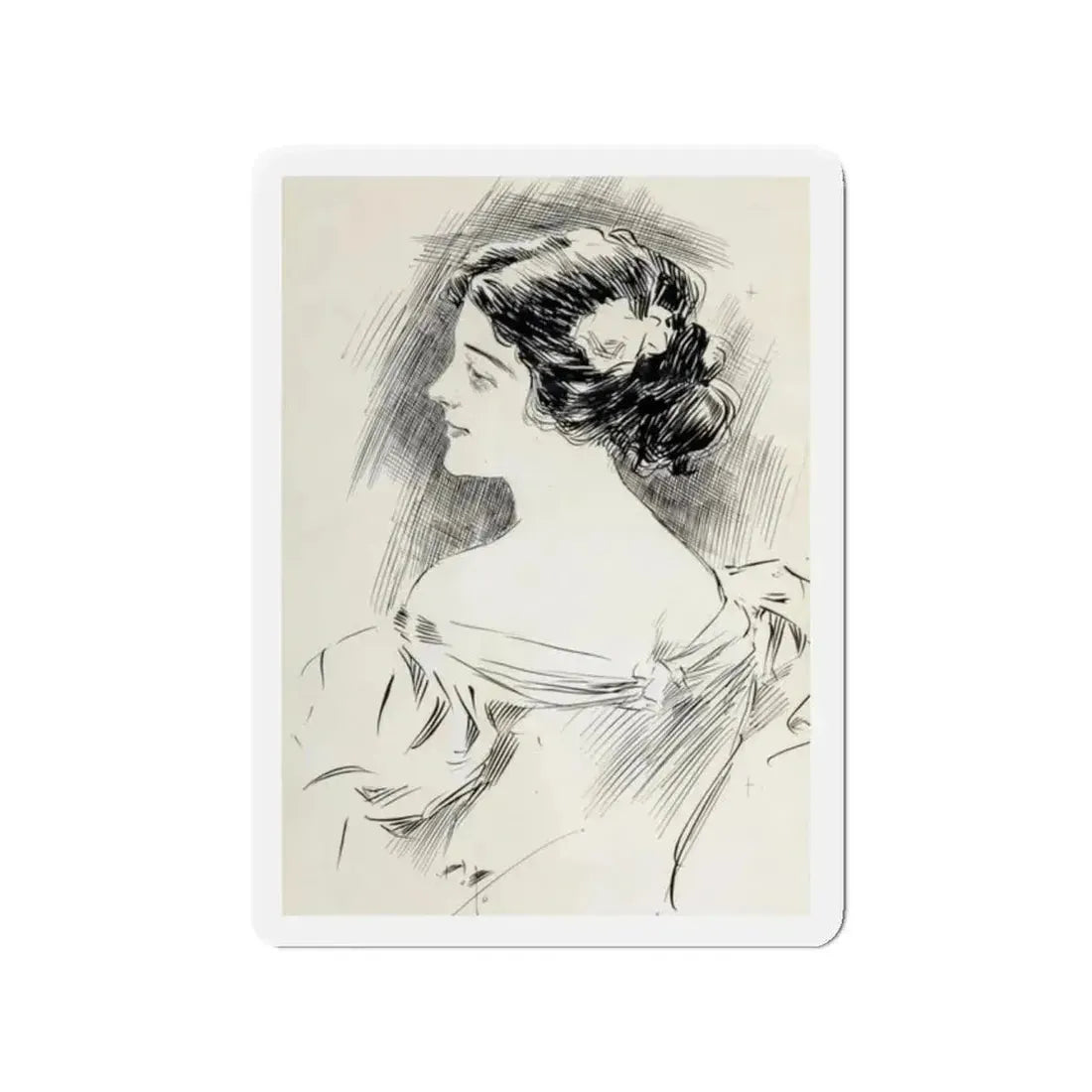 Portrait of a Lady, Pucks magazine interior illustration, 1897 (Magazine Illustration) Refrigerator Magnet 2 Inch Die-Cut - The Sticker Space