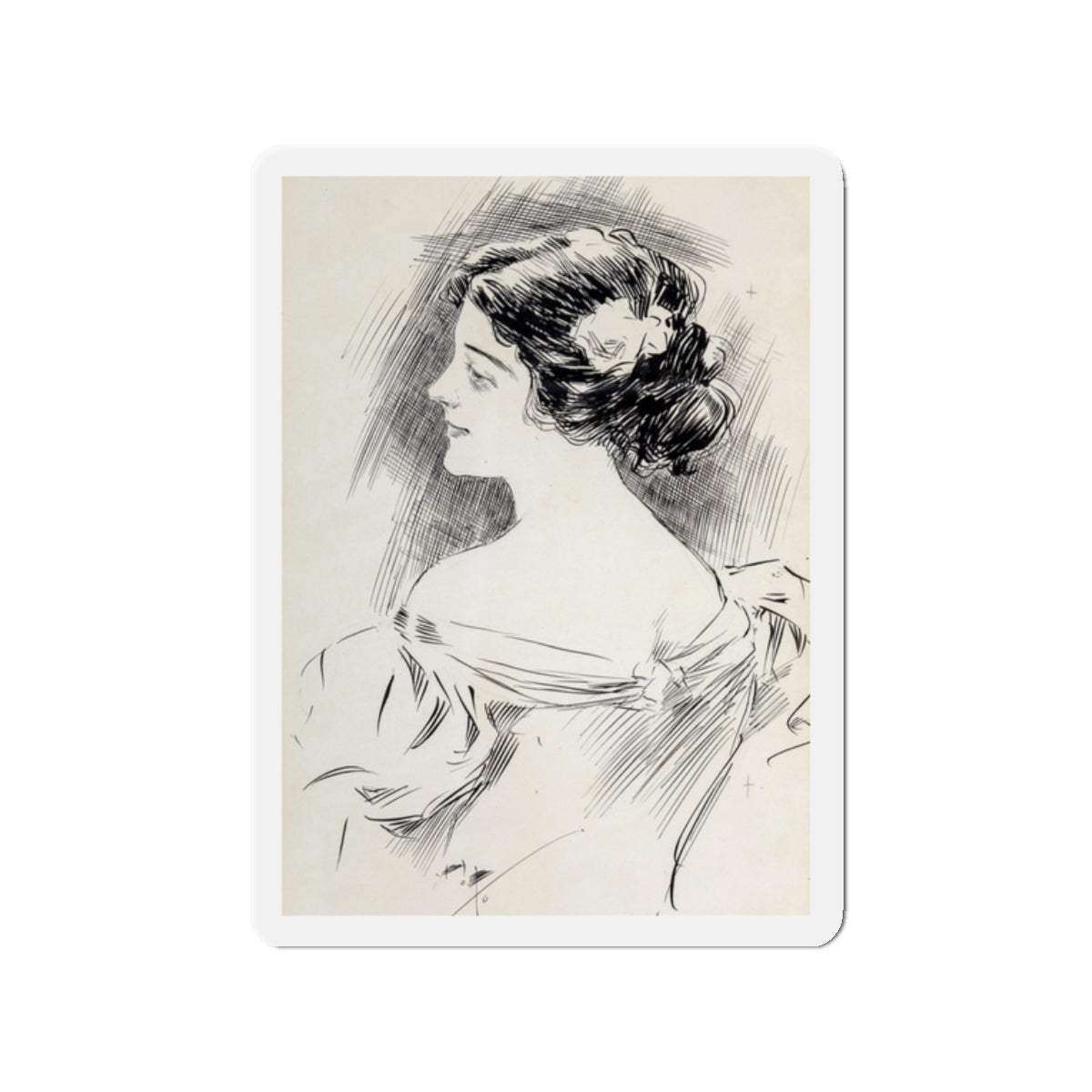 Portrait of a Lady, Pucks magazine interior illustration, 1897 (Magazine Illustration) Refrigerator Magnet-2" x 2"-The Sticker Space