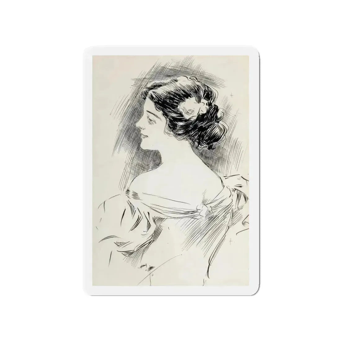 Portrait of a Lady, Pucks magazine interior illustration, 1897 (Magazine Illustration) Refrigerator Magnet 3 Inch Die-Cut - The Sticker Space