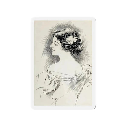 Portrait of a Lady, Pucks magazine interior illustration, 1897 (Magazine Illustration) Refrigerator Magnet 3 Inch Die-Cut - The Sticker Space