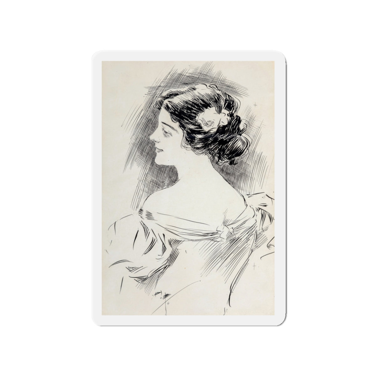 Portrait of a Lady, Pucks magazine interior illustration, 1897 (Magazine Illustration) Refrigerator Magnet-3" x 3"-The Sticker Space