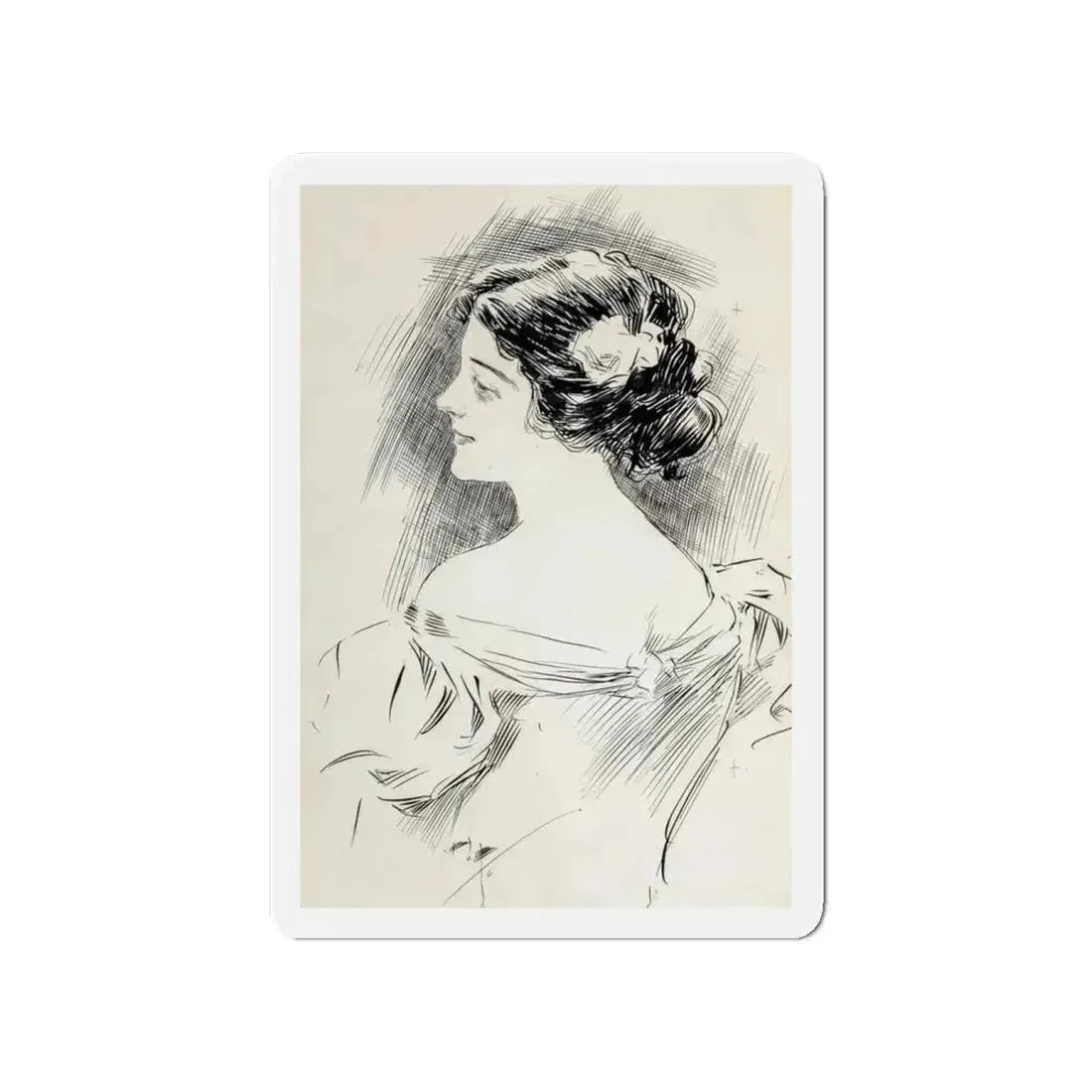 Portrait of a Lady, Pucks magazine interior illustration, 1897 (Magazine Illustration) Refrigerator Magnet 4 Inch Die-Cut - The Sticker Space