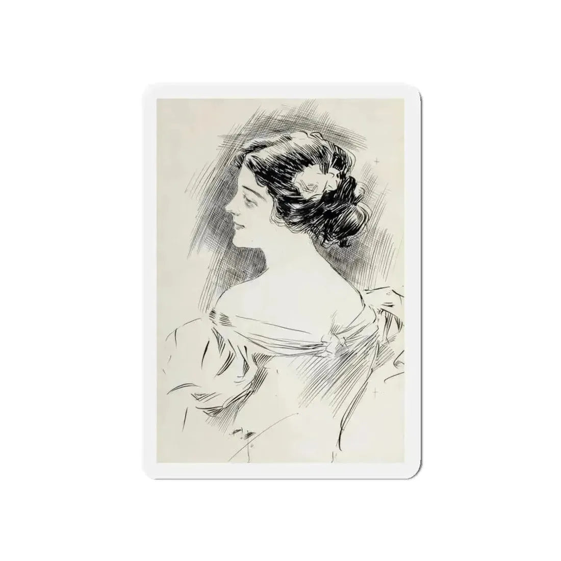 Portrait of a Lady, Pucks magazine interior illustration, 1897 (Magazine Illustration) Refrigerator Magnet 5 Inch Die-Cut - The Sticker Space