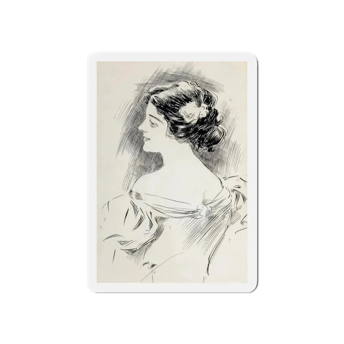 Portrait of a Lady, Pucks magazine interior illustration, 1897 (Magazine Illustration) Refrigerator Magnet - The Sticker Space