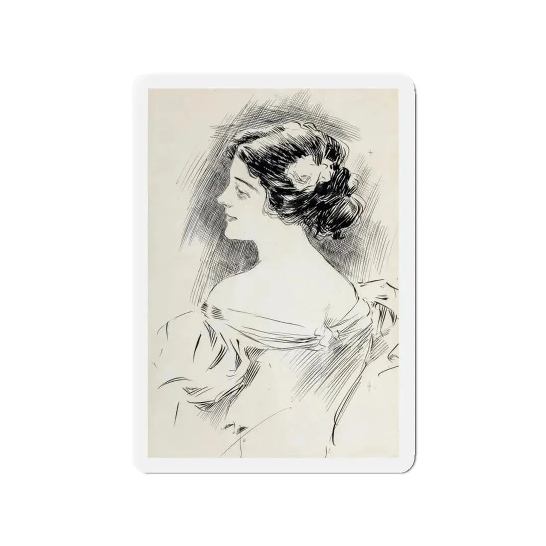 Portrait of a Lady, Pucks magazine interior illustration, 1897 (Magazine Illustration) Refrigerator Magnet - The Sticker Space