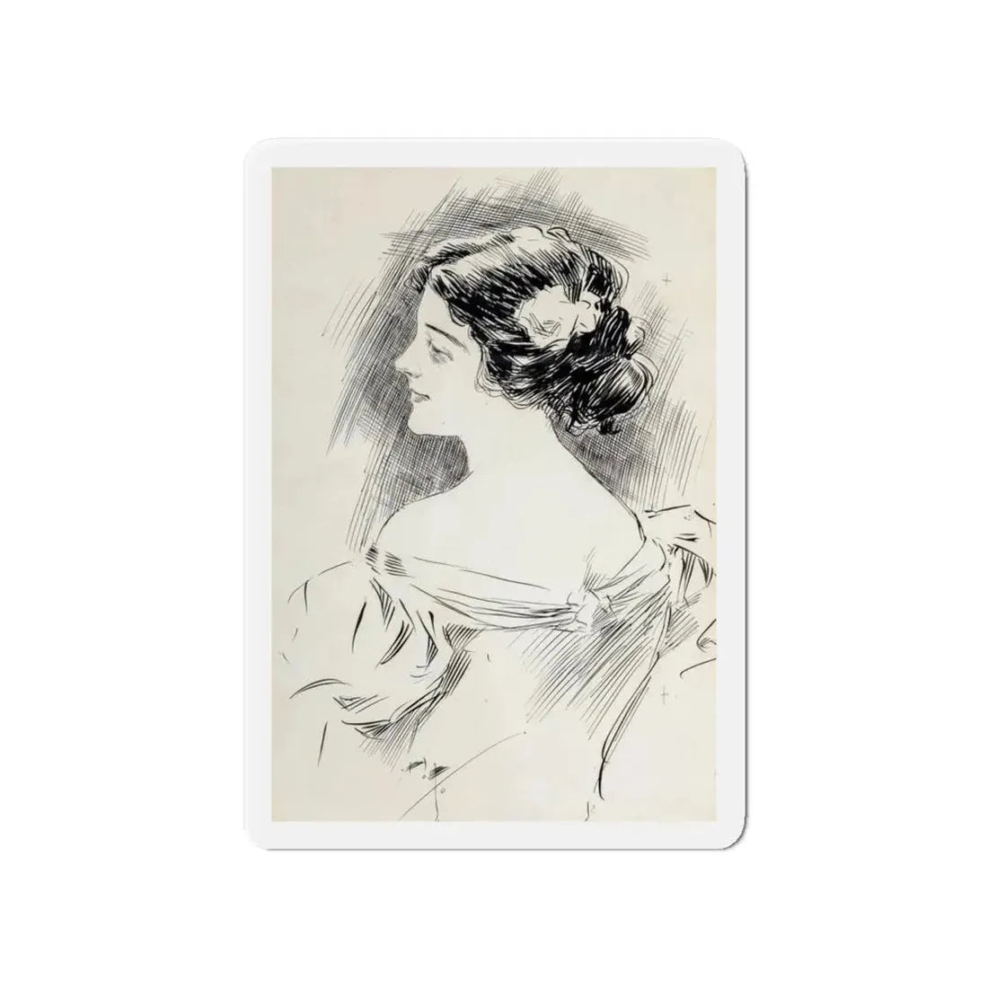 Portrait of a Lady, Pucks magazine interior illustration, 1897 (Magazine Illustration) Refrigerator Magnet - The Sticker Space