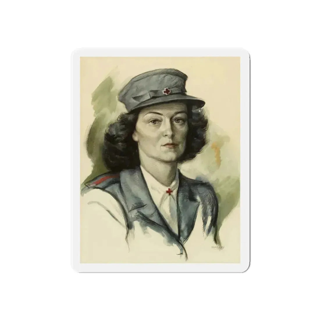 Portrait of a Nurse, November 25, 1945 (Magazine Illustration) Refrigerator Magnet 3 Inch Die-Cut - The Sticker Space