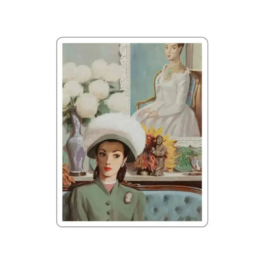Portrait of a Seated Woman, story illustration (Magazine Illustration) STICKER Vinyl Die-Cut Decal White Die-Cut 2 Inch - The Sticker Space