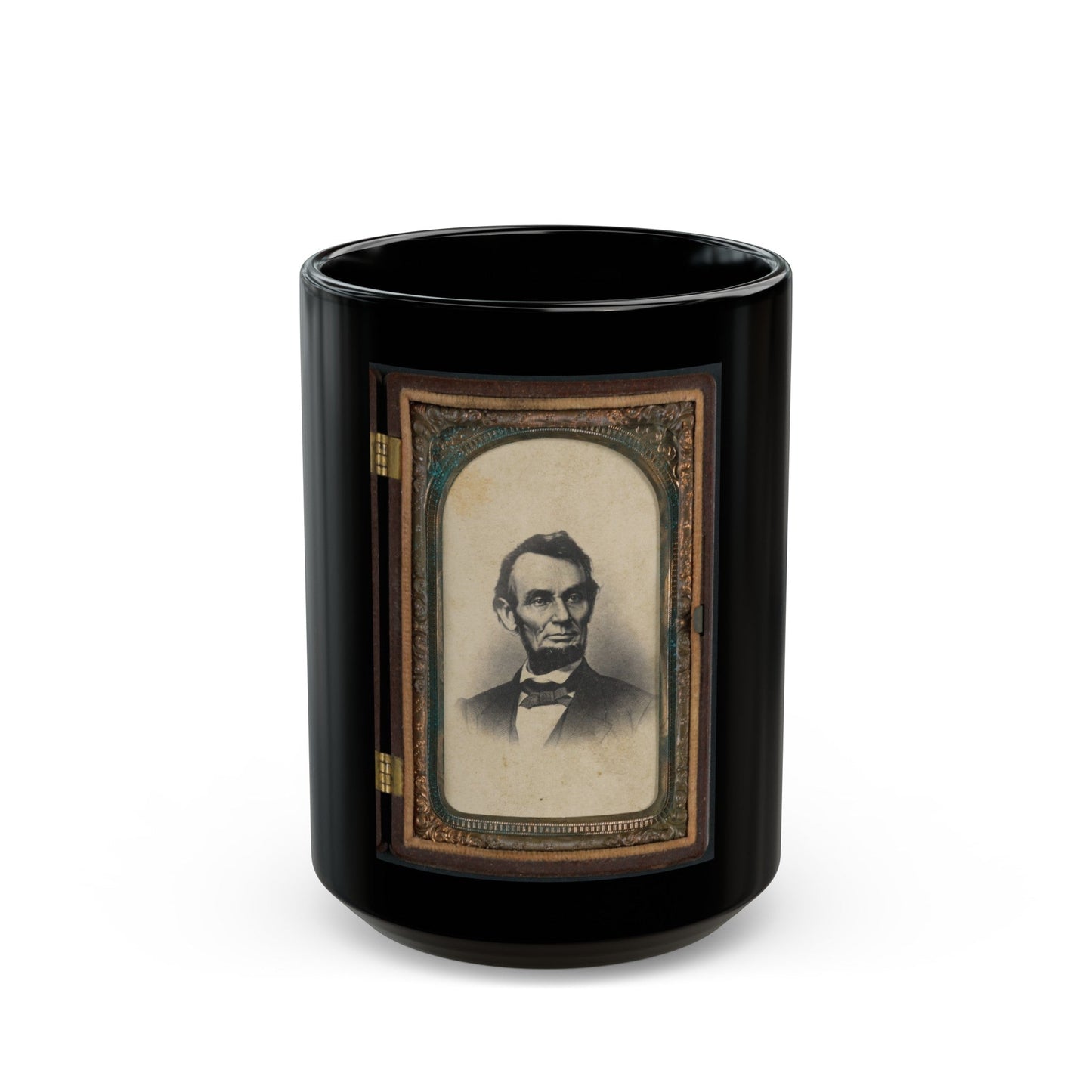 Portrait Of Abraham Lincoln In Thermoplastic Case (U.S. Civil War) Black Coffee Mug-15oz-The Sticker Space