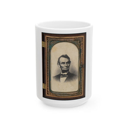 Portrait Of Abraham Lincoln In Thermoplastic Case (U.S. Civil War) White Coffee Mug-15oz-The Sticker Space