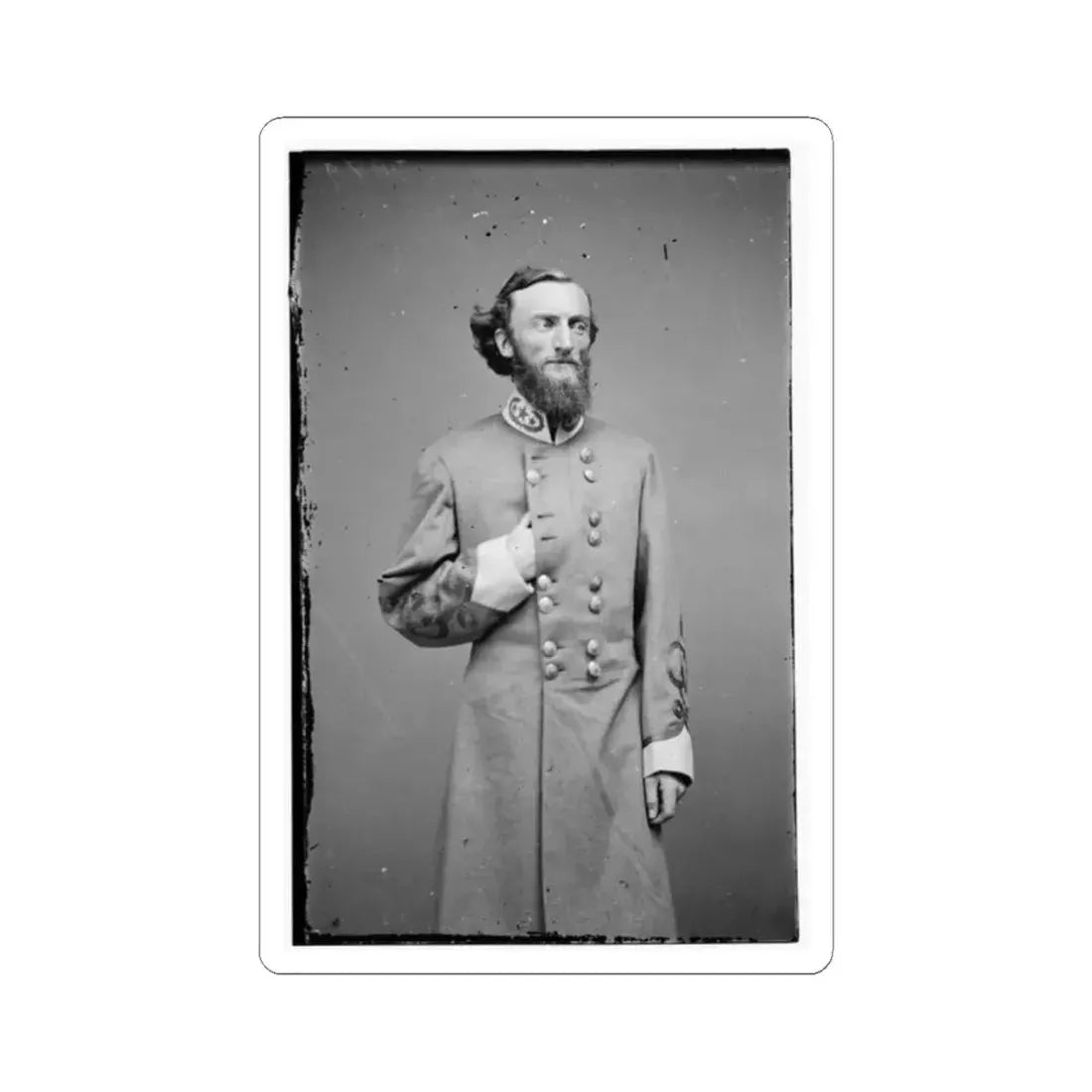Portrait of Brig. Gen. John S. Marmaduke, Officer of the Confederate Army (U.S. Civil War) STICKER Vinyl Kiss-Cut Decal 2 Inch White - The Sticker Space