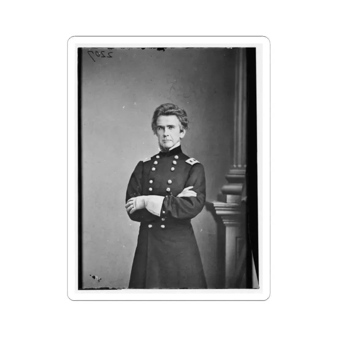 Portrait of Brig. Gen. Ormsby M. Mitchel, Officer of the Federal Army (U.S. Civil War) STICKER Vinyl Kiss-Cut Decal 2 Inch White - The Sticker Space