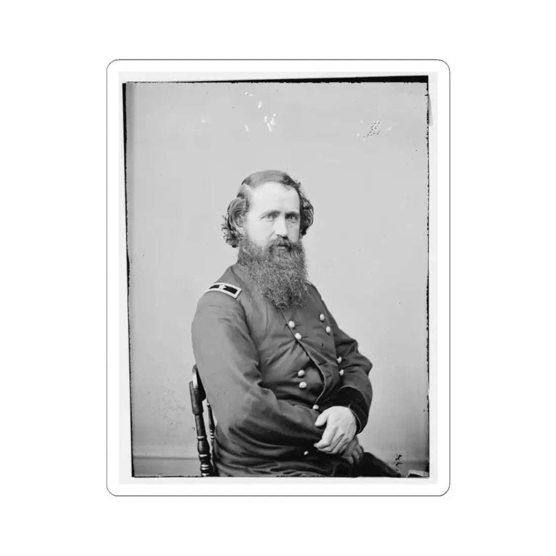 Portrait of Brig. Gen. Robert Mitchell, Officer of the Federal Army (U.S. Civil War) STICKER Vinyl Kiss-Cut Decal 4 Inch White - The Sticker Space