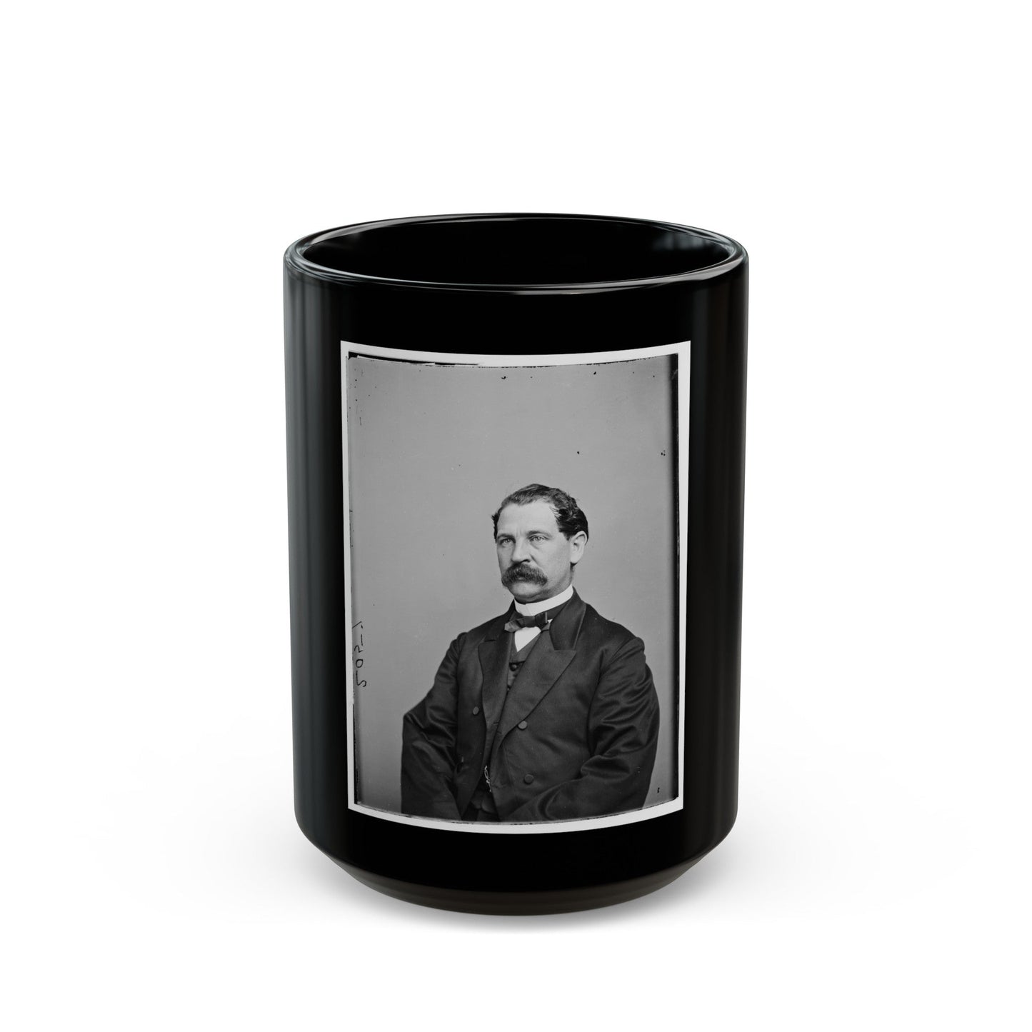 Portrait Of Brig. Gen. (As Of Mar. 13, 1865) Thomas Eckert, Officer Of The Federal Army (U.S. Civil War) Black Coffee Mug-15oz-The Sticker Space