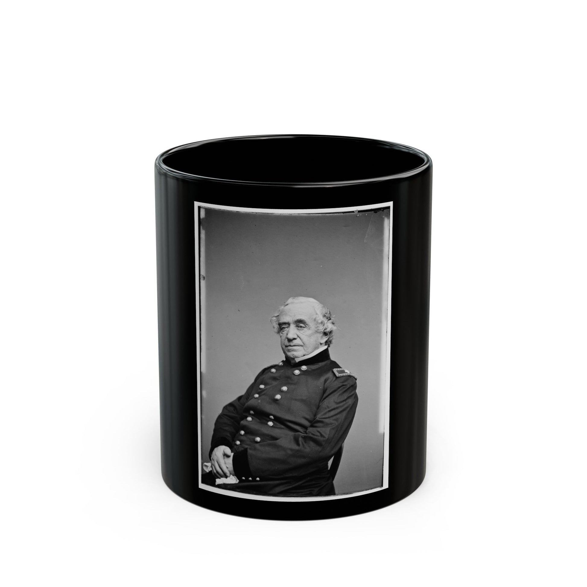 Portrait Of Brig. Gen. Joseph G. Totten, Chief, Corps Of Engineers, Officer Of The Federal Army (U.S. Civil War) Black Coffee Mug-11oz-The Sticker Space