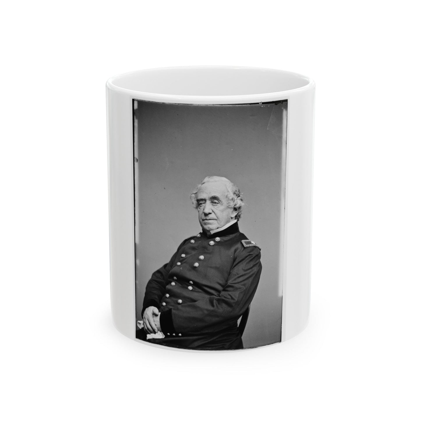 Portrait Of Brig. Gen. Joseph G. Totten, Chief, Corps Of Engineers, Officer Of The Federal Army (U.S. Civil War) White Coffee Mug-11oz-The Sticker Space