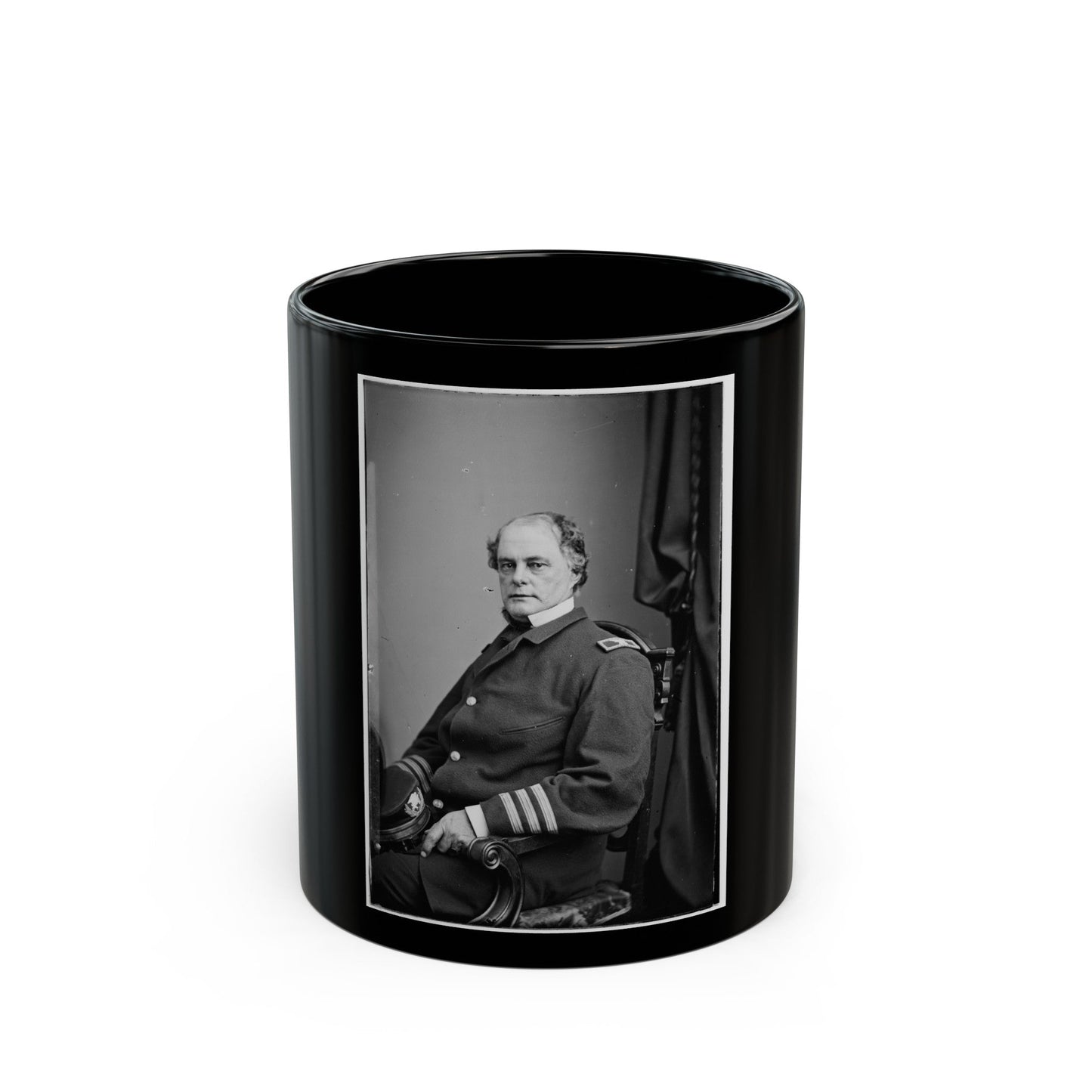 Portrait Of Capt. John Rodgers, Officer Of The Federal Navy (Commodore From June 17, 1863) (U.S. Civil War) Black Coffee Mug-11oz-The Sticker Space