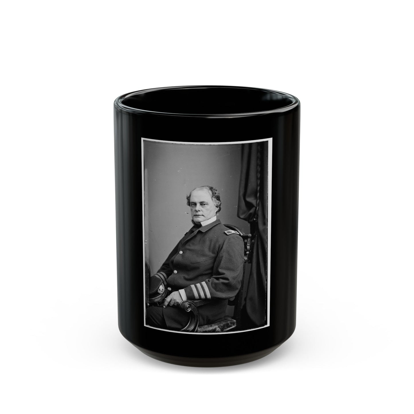 Portrait Of Capt. John Rodgers, Officer Of The Federal Navy (Commodore From June 17, 1863) (U.S. Civil War) Black Coffee Mug-15oz-The Sticker Space