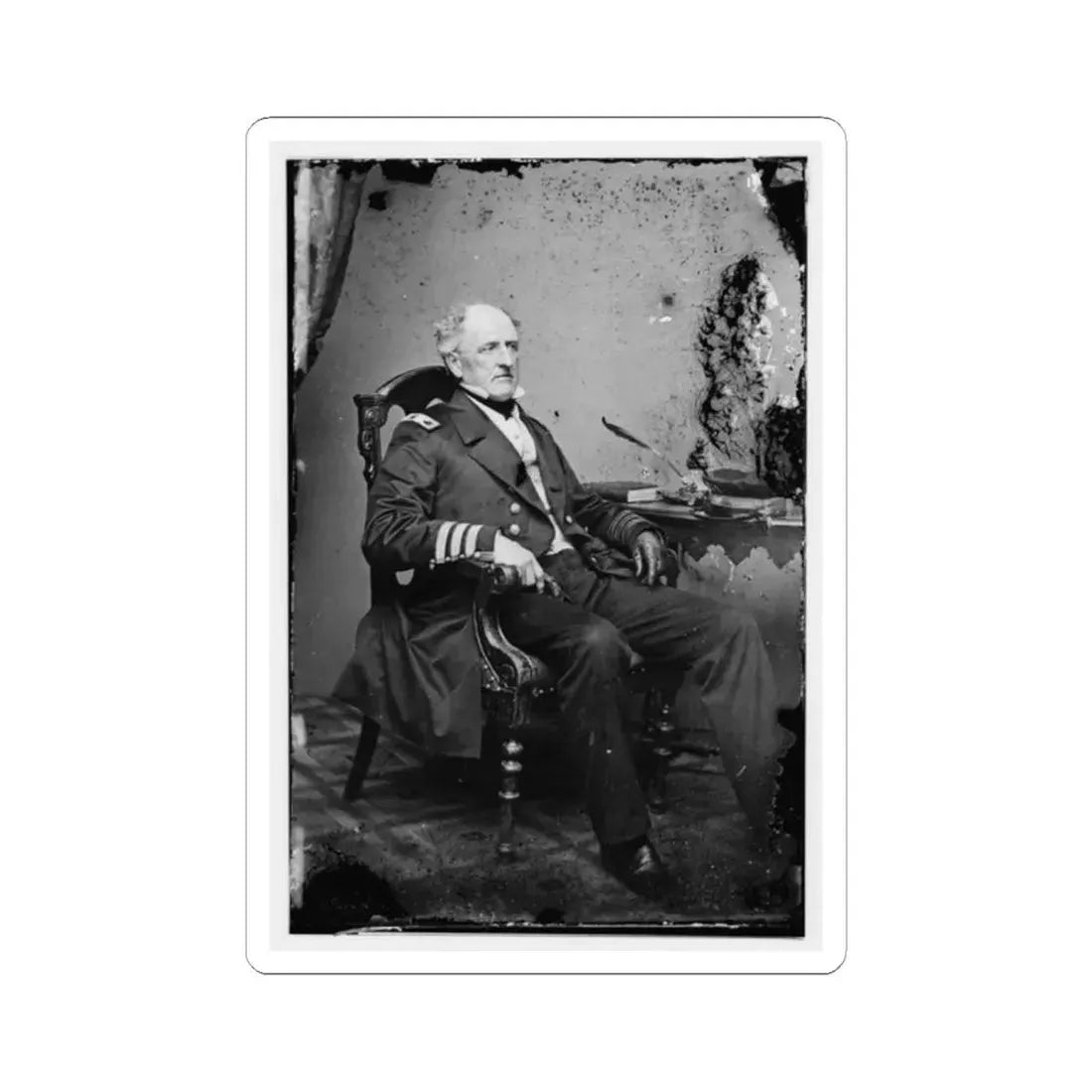 Portrait of Commodore Franklin Buchanan, C.S.N., Officer of the Confederate Navy (U.S. Civil War) STICKER Vinyl Kiss-Cut Decal 2 Inch White - The Sticker Space
