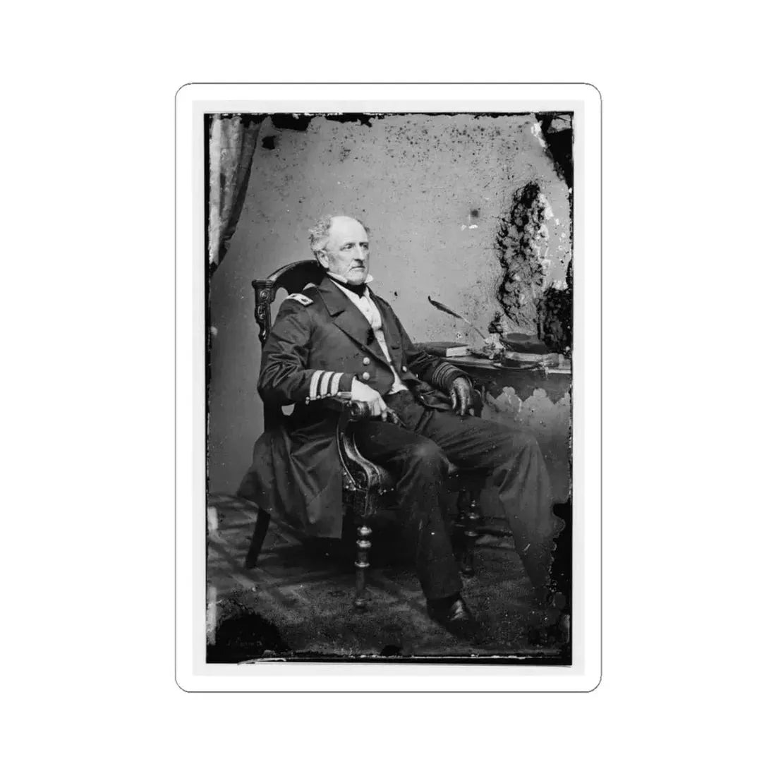 Portrait of Commodore Franklin Buchanan, C.S.N., Officer of the Confederate Navy (U.S. Civil War) STICKER Vinyl Kiss-Cut Decal 4 Inch White - The Sticker Space