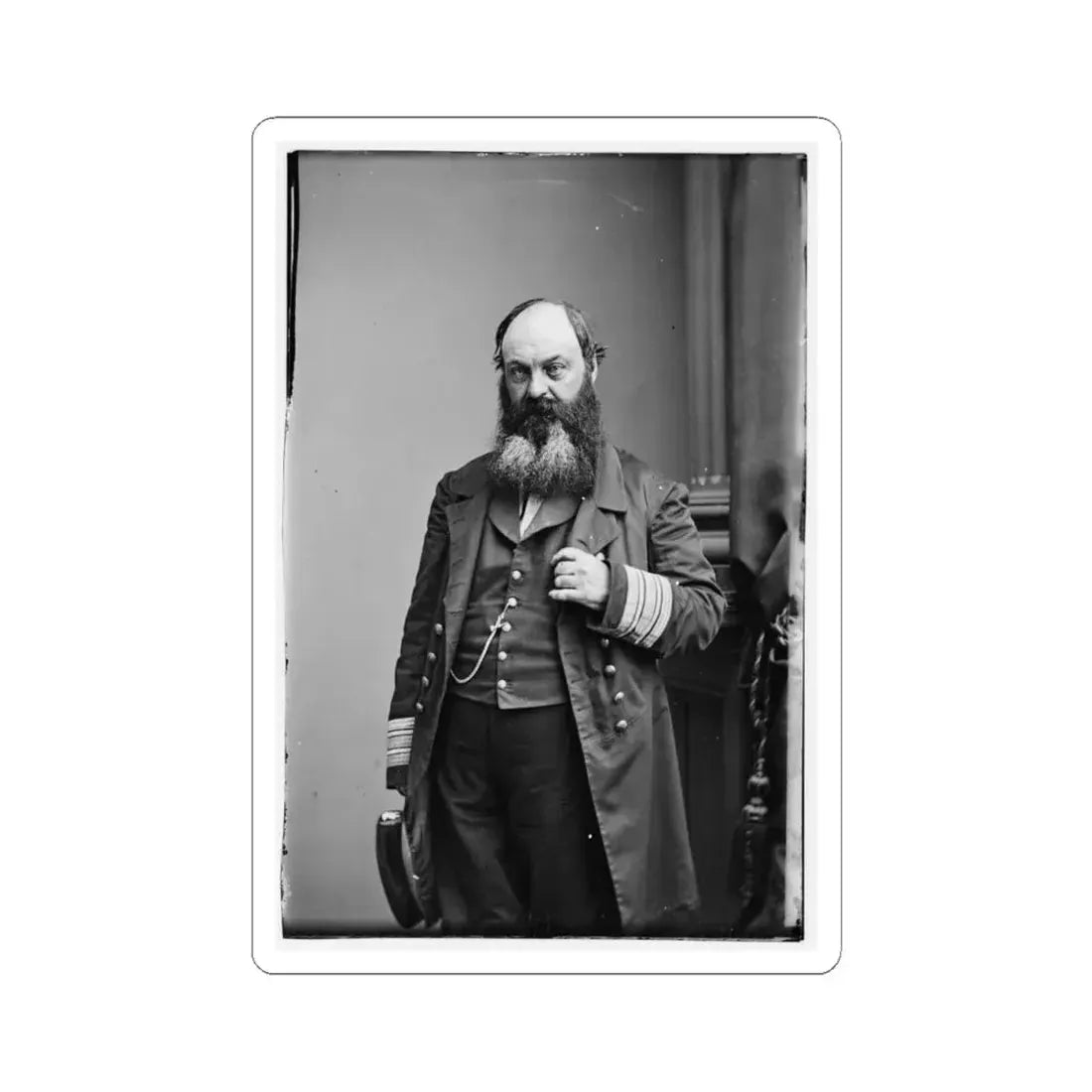 Portrait of Commodore William D. Porter, Officer of the Federal Navy (U.S. Civil War) STICKER Vinyl Kiss-Cut Decal 4 Inch White - The Sticker Space