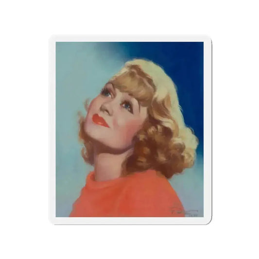 Portrait of Constance Bennett, 1934 (Magazine Illustration) Refrigerator Magnet 2 Inch Die-Cut - The Sticker Space