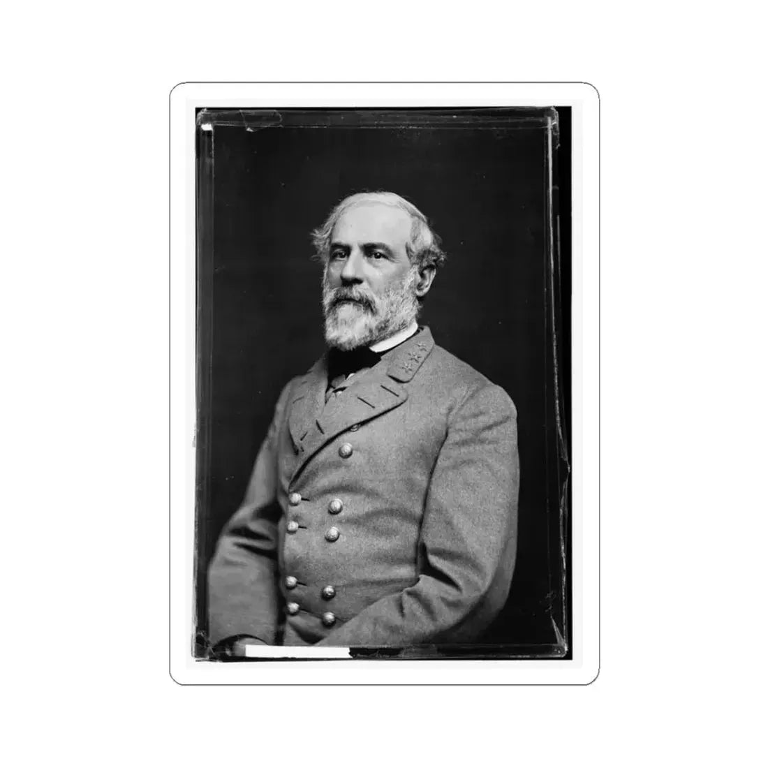 Portrait of Gen. Robert E. Lee, Officer of the Confederate Army (U.S. Civil War) STICKER Vinyl Kiss-Cut Decal 3 Inch White - The Sticker Space