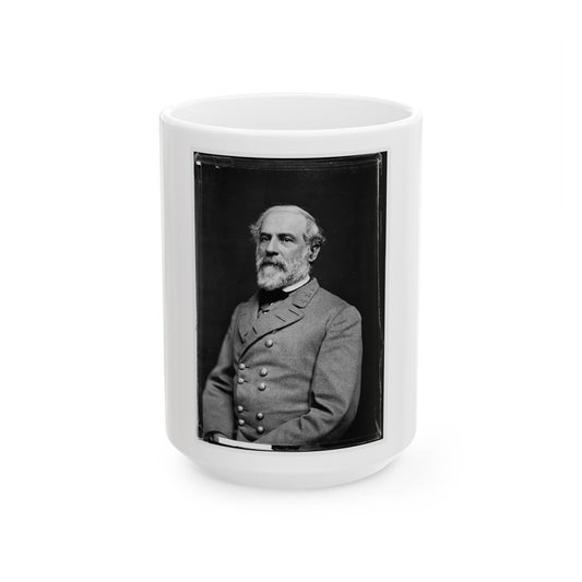 Portrait Of Gen. Robert E. Lee, Officer Of The Confederate Army (U.S. Civil War) White Coffee Mug-15oz-The Sticker Space