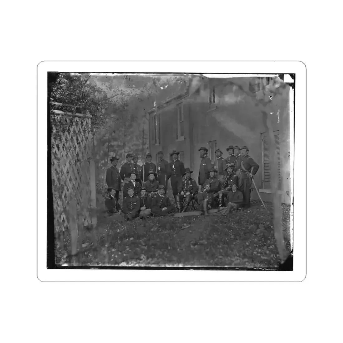 Portrait of Maj. Gen. Alfred Pleasonton, Officer of the Federal Army, and Staff, Warrenton, Va. (U.S. Civil War) STICKER Vinyl Kiss-Cut Decal 6 Inch White - The Sticker Space