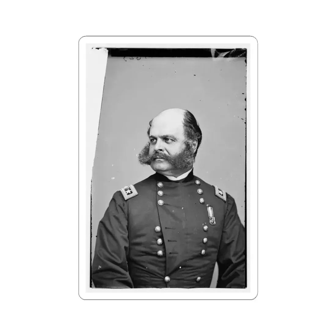 Portrait of Maj. Gen. Ambrose E. Burnside, Officer of the Federal Army (U.S. Civil War) STICKER Vinyl Kiss-Cut Decal 4 Inch White - The Sticker Space