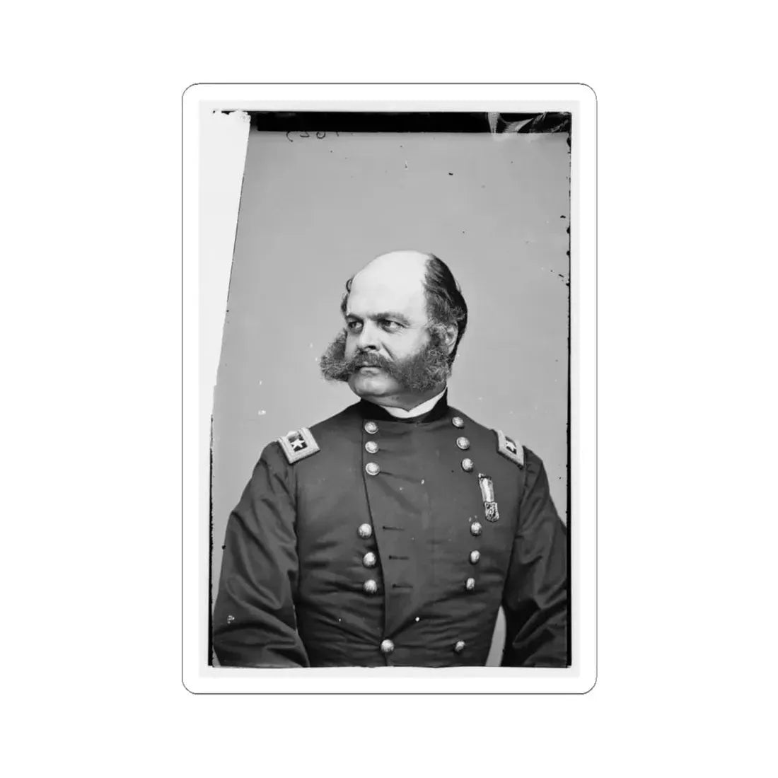 Portrait of Maj. Gen. Ambrose E. Burnside, Officer of the Federal Army (U.S. Civil War) STICKER Vinyl Kiss-Cut Decal 6 Inch White - The Sticker Space