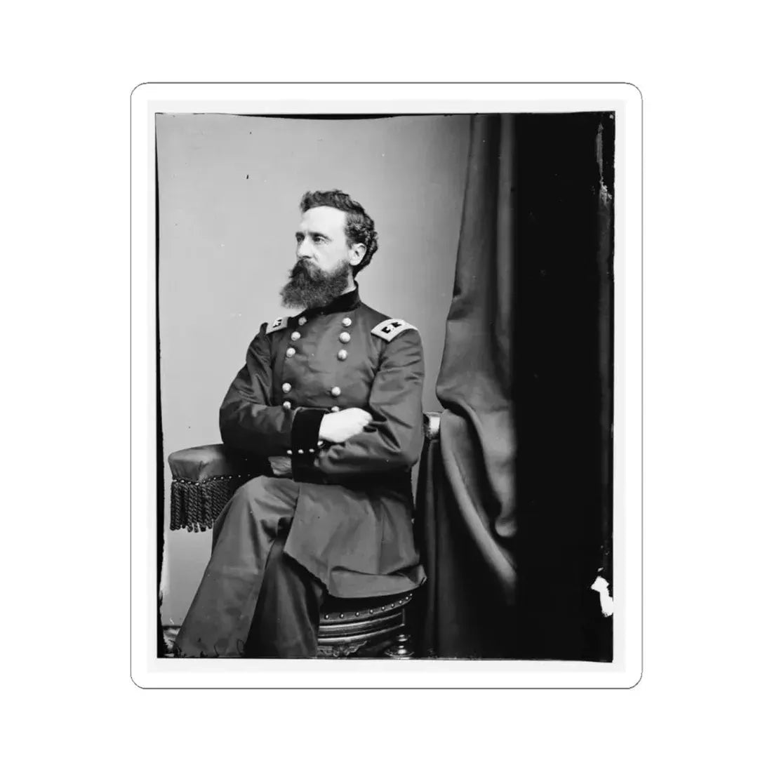 Portrait of Maj. Gen. George Sykes, Officer of the Federal Army (U.S. Civil War) STICKER Vinyl Kiss-Cut Decal 4 Inch White - The Sticker Space