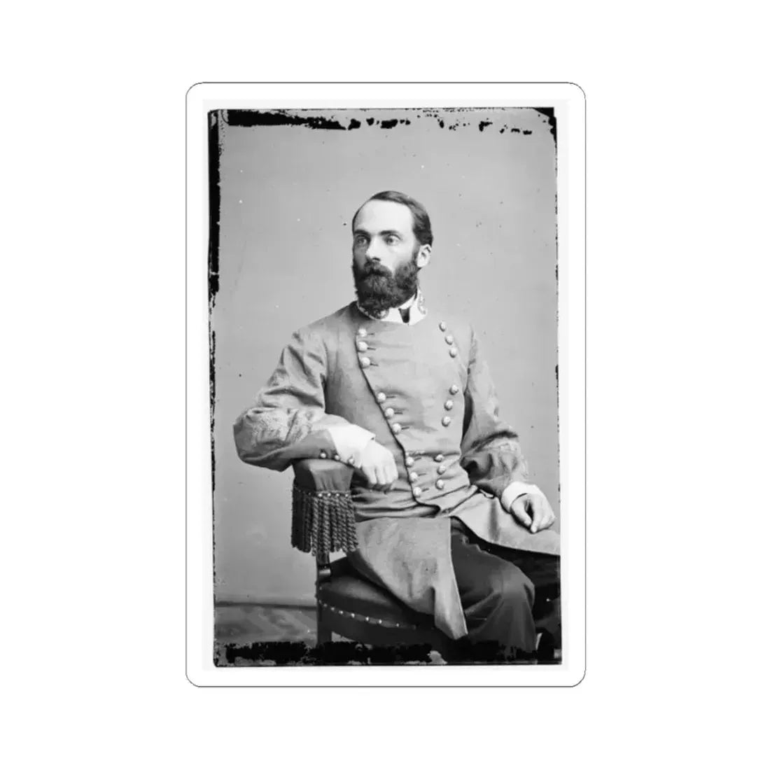 Portrait of Maj. Gen. Joseph Wheeler, Officer of the Confederate Army (U.S. Civil War) STICKER Vinyl Kiss-Cut Decal 2 Inch White - The Sticker Space