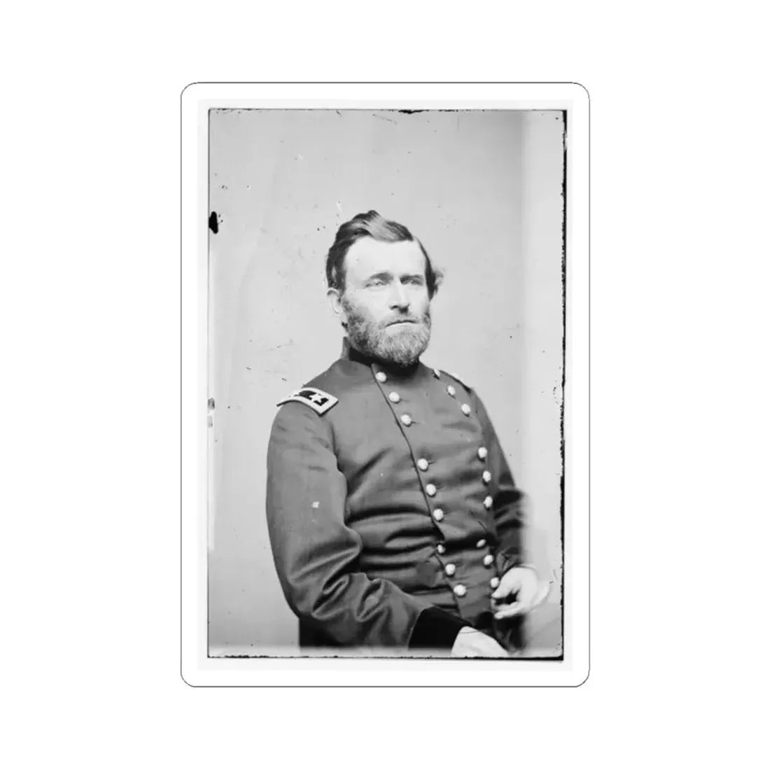 Portrait of Maj. Gen. Ulysses S. Grant, Officer of the Federal Army (U.S. Civil War) STICKER Vinyl Kiss-Cut Decal 2 Inch White - The Sticker Space