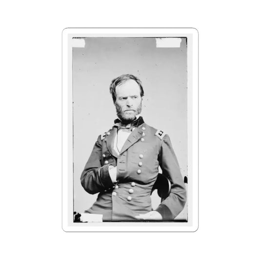 Portrait of Maj. Gen. William T. Sherman, Officer of the Federal Army (U.S. Civil War) STICKER Vinyl Kiss-Cut Decal 2 Inch White - The Sticker Space