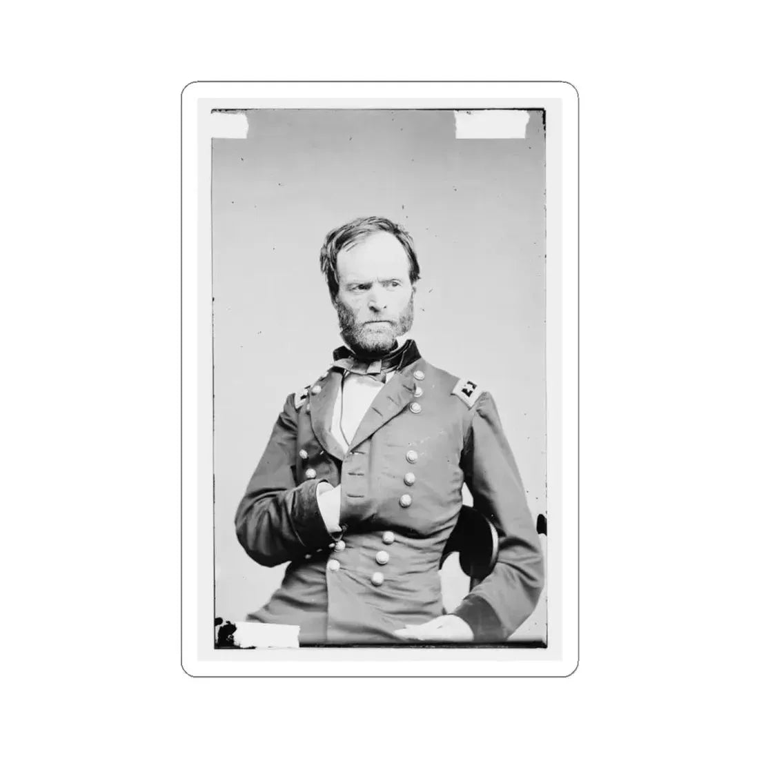 Portrait of Maj. Gen. William T. Sherman, Officer of the Federal Army (U.S. Civil War) STICKER Vinyl Kiss-Cut Decal 4 Inch White - The Sticker Space