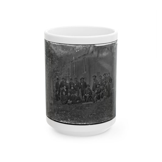 Portrait Of Maj. Gen. Alfred Pleasonton, Officer Of The Federal Army, And Staff, Warrenton, Va. (U.S. Civil War) White Coffee Mug-15oz-The Sticker Space