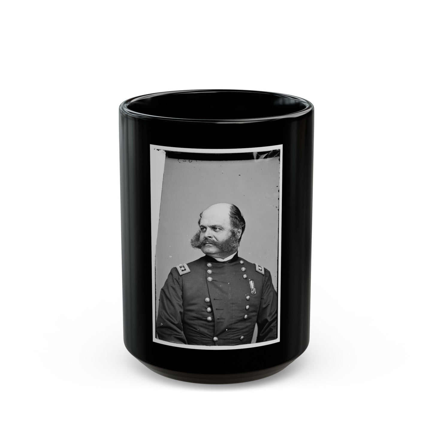 Portrait Of Maj. Gen. Ambrose E. Burnside, Officer Of The Federal Army (U.S. Civil War) Black Coffee Mug-15oz-The Sticker Space