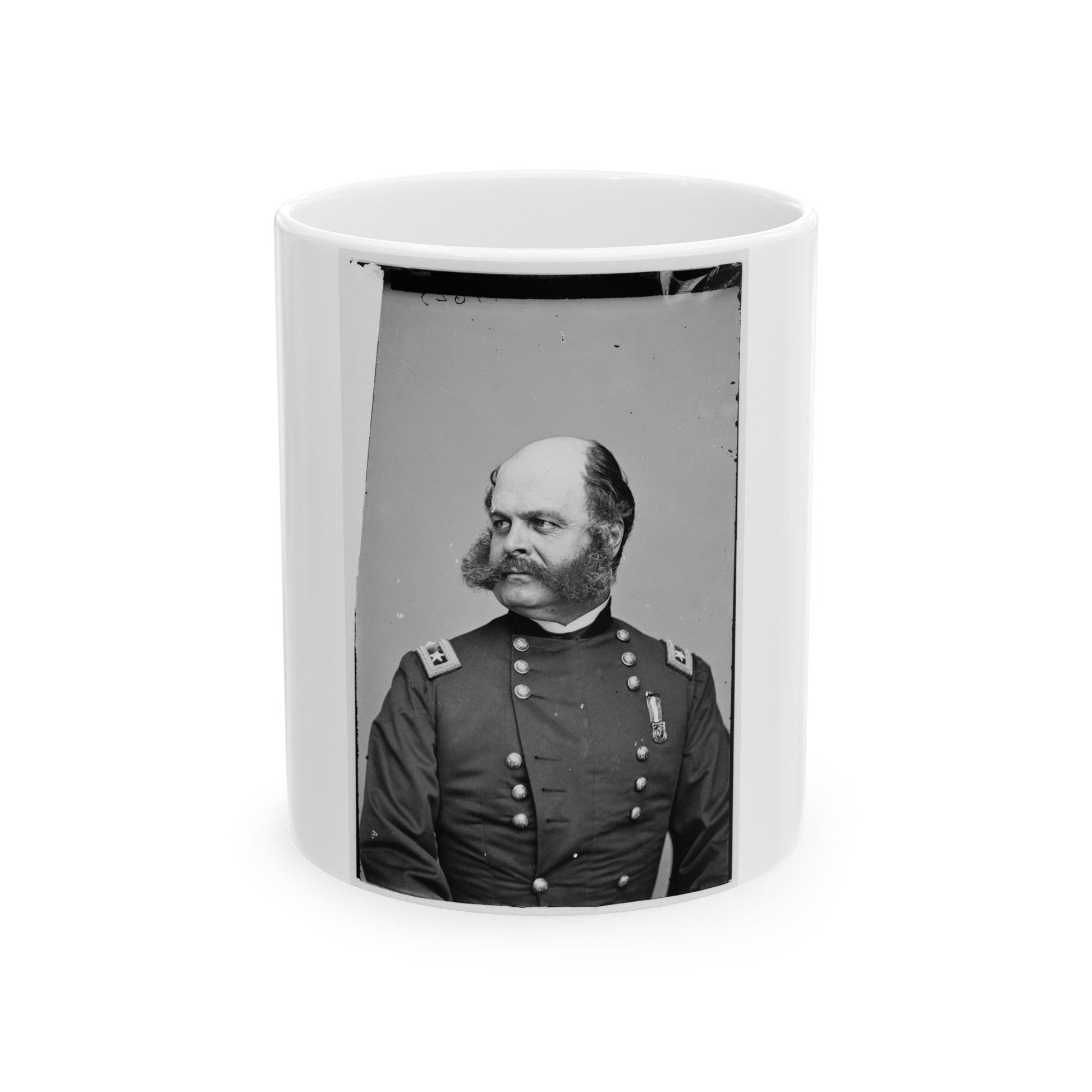 Portrait Of Maj. Gen. Ambrose E. Burnside, Officer Of The Federal Army (U.S. Civil War) White Coffee Mug-11oz-The Sticker Space