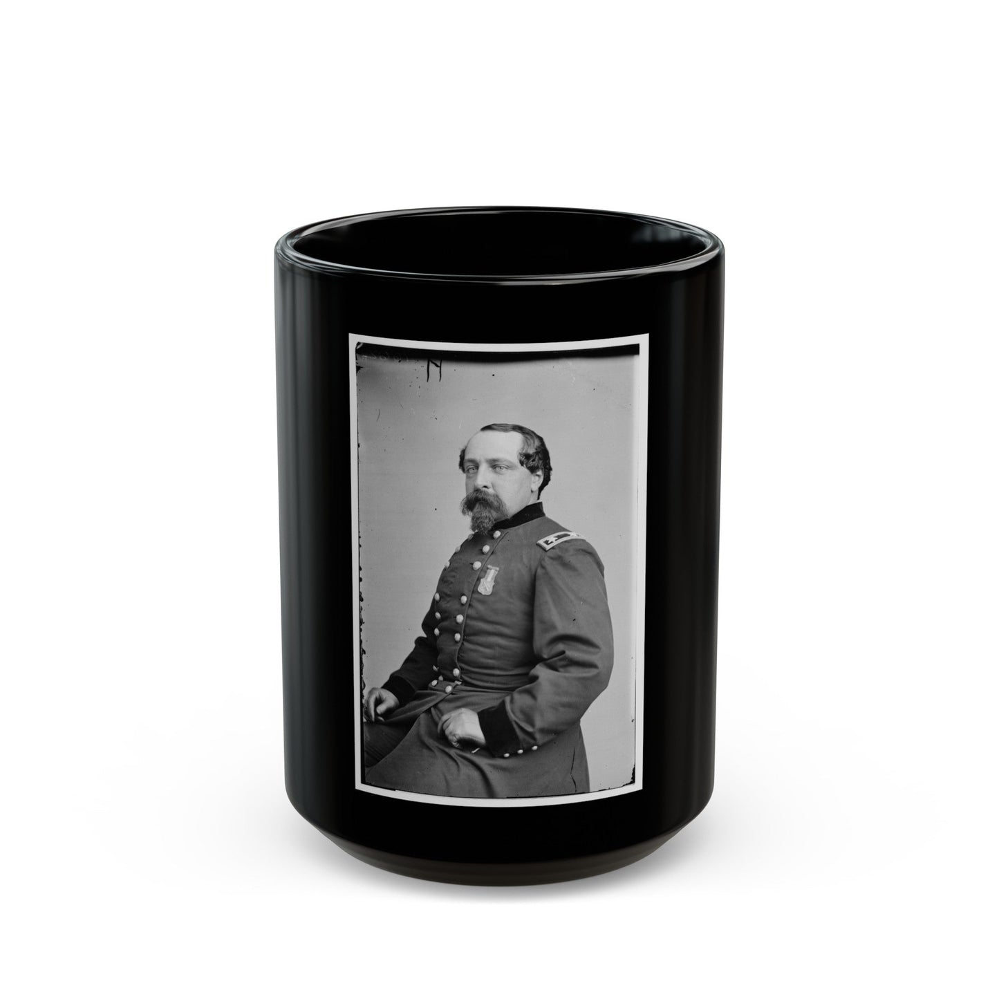 Portrait Of Maj. Gen. Edward Ferrero, Officer Of The Federal Army (U.S. Civil War) Black Coffee Mug-15oz-The Sticker Space