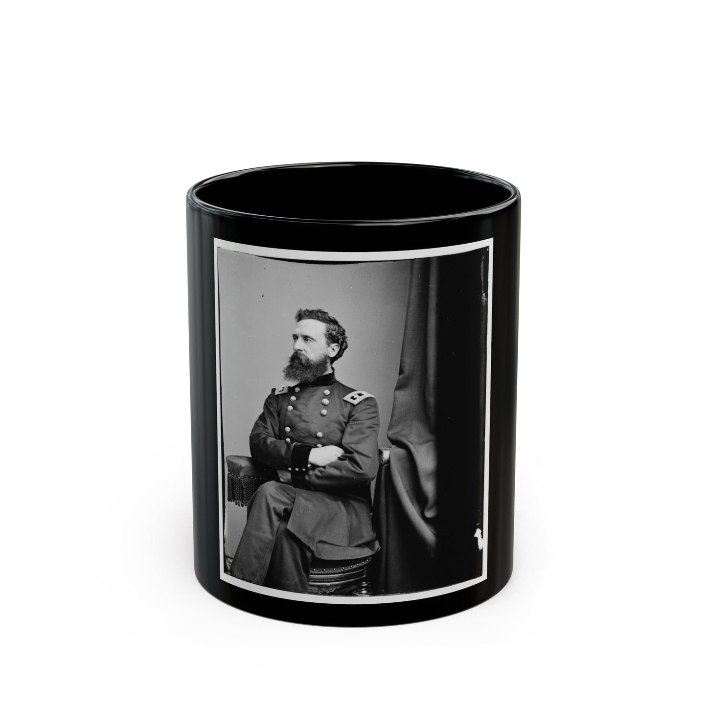 Portrait Of Maj. Gen. George Sykes, Officer Of The Federal Army (U.S. Civil War) Black Coffee Mug-11oz-The Sticker Space