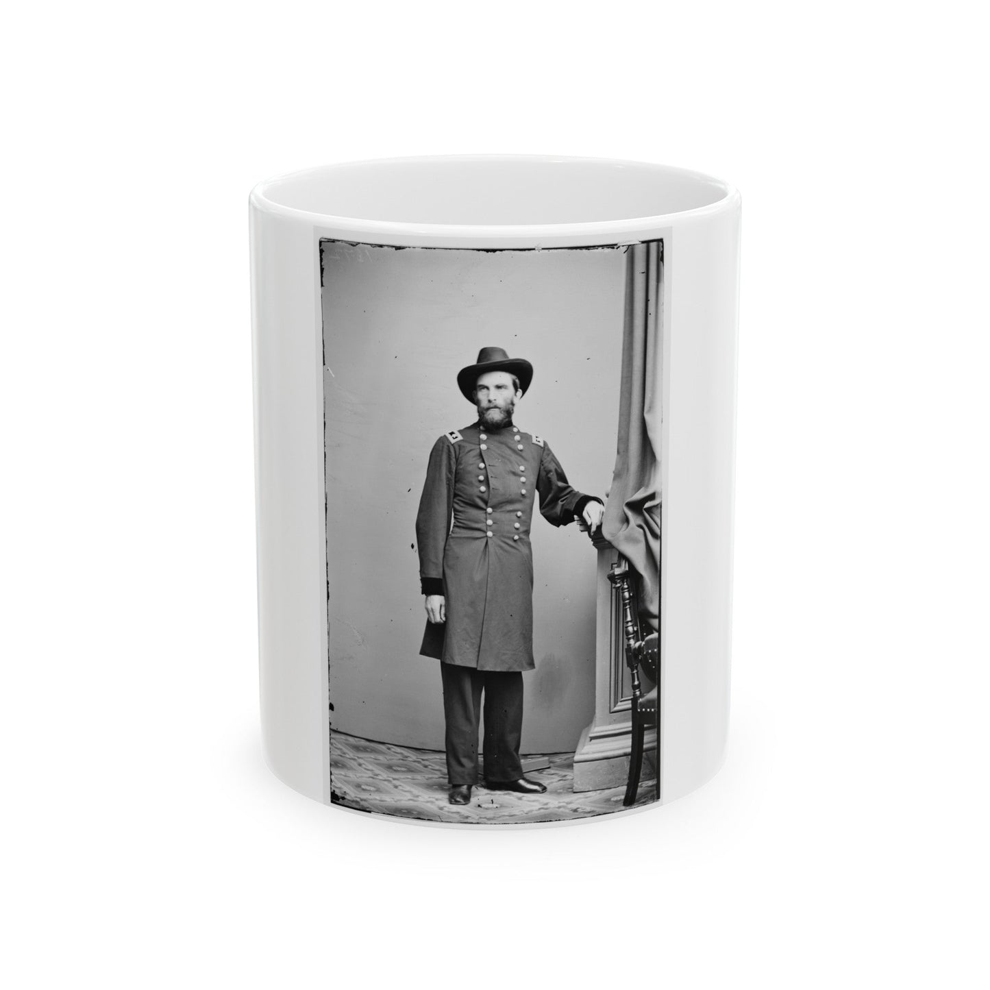 Portrait Of Maj. Gen. Grenville M. Dodge, Officer Of The Federal Army (U.S. Civil War) White Coffee Mug-11oz-The Sticker Space