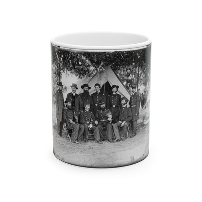 Portrait Of Maj. Gen. Jefferson Davis, Officer Of The Federal Army, And Staff, Washington, D.C. (U.S. Civil War) White Coffee Mug-11oz-The Sticker Space