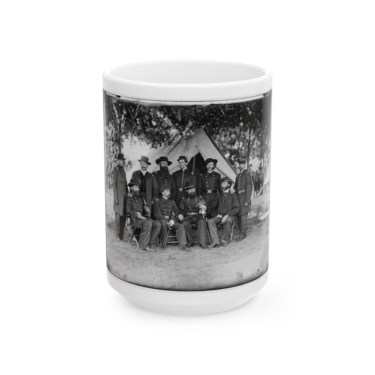 Portrait Of Maj. Gen. Jefferson Davis, Officer Of The Federal Army, And Staff, Washington, D.C. (U.S. Civil War) White Coffee Mug-15oz-The Sticker Space