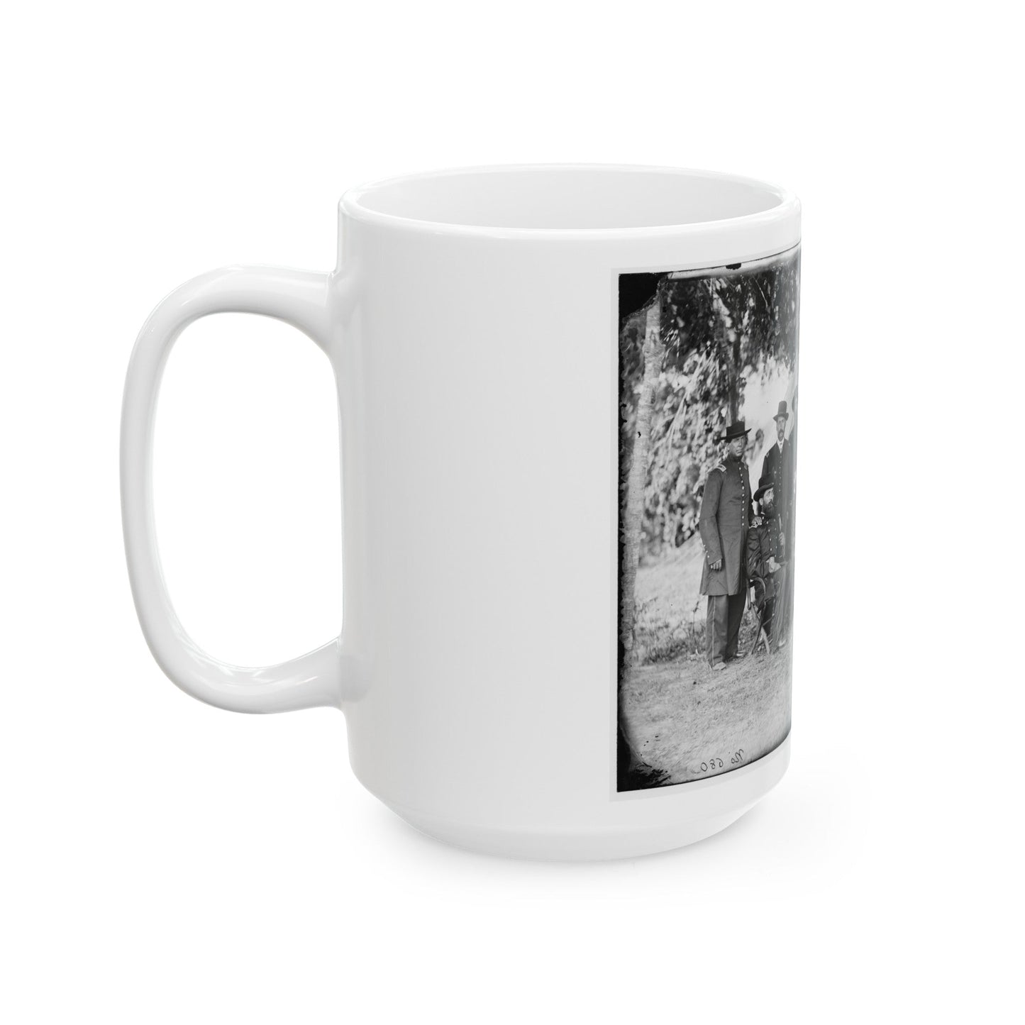 Portrait Of Maj. Gen. Jefferson Davis, Officer Of The Federal Army, And Staff, Washington, D.C. (U.S. Civil War) White Coffee Mug-The Sticker Space