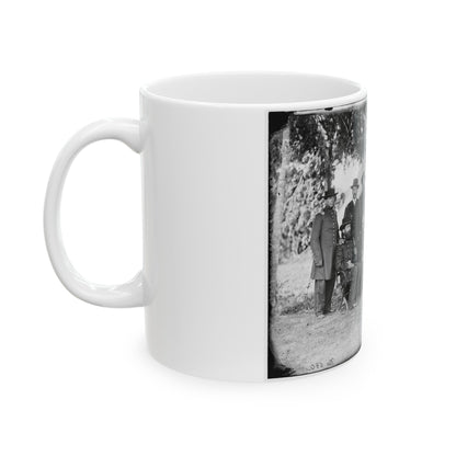 Portrait Of Maj. Gen. Jefferson Davis, Officer Of The Federal Army, And Staff, Washington, D.C. (U.S. Civil War) White Coffee Mug-The Sticker Space