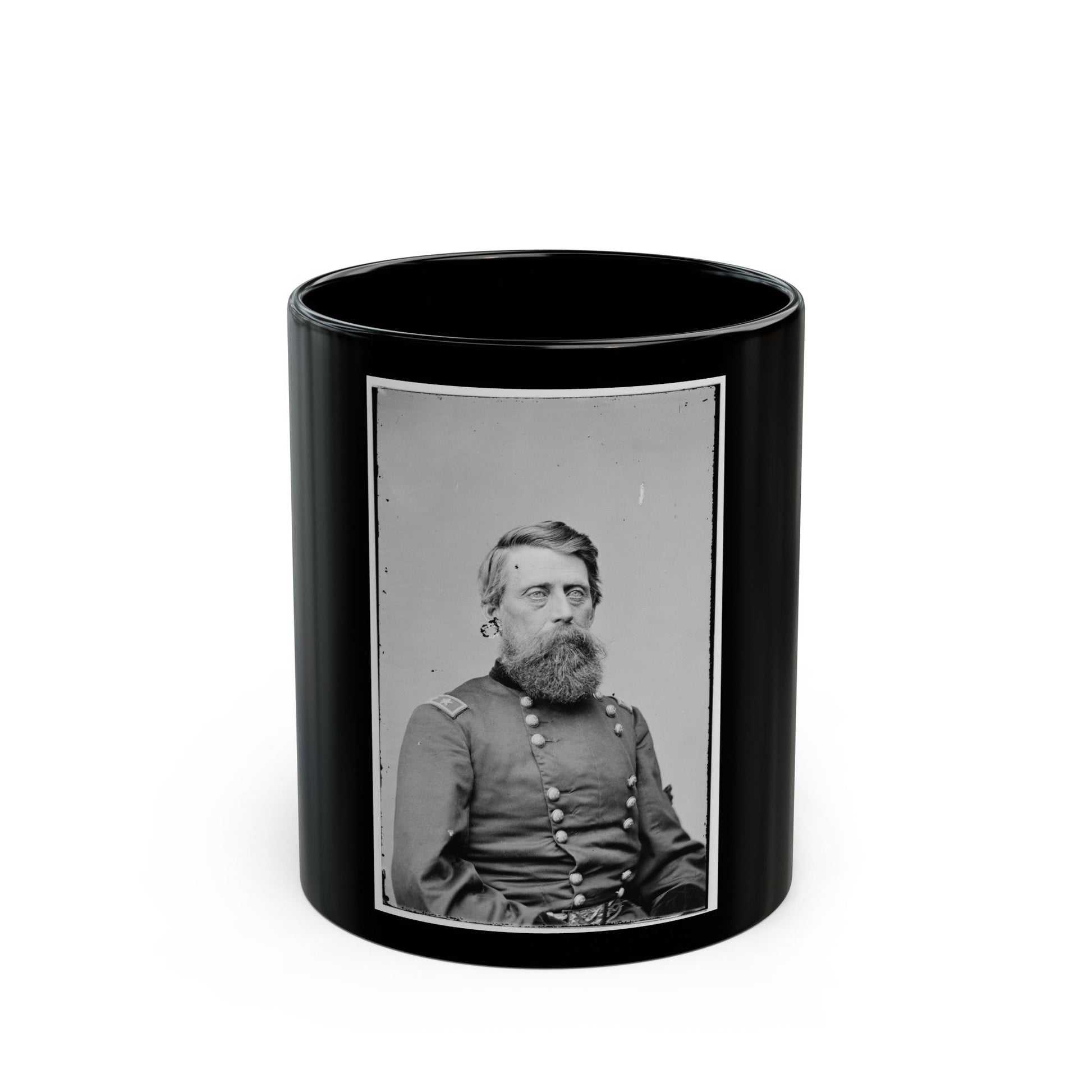 Portrait Of Maj. Gen. Jefferson Davis, Officer Of The Federal Army (U.S. Civil War) Black Coffee Mug-11oz-The Sticker Space