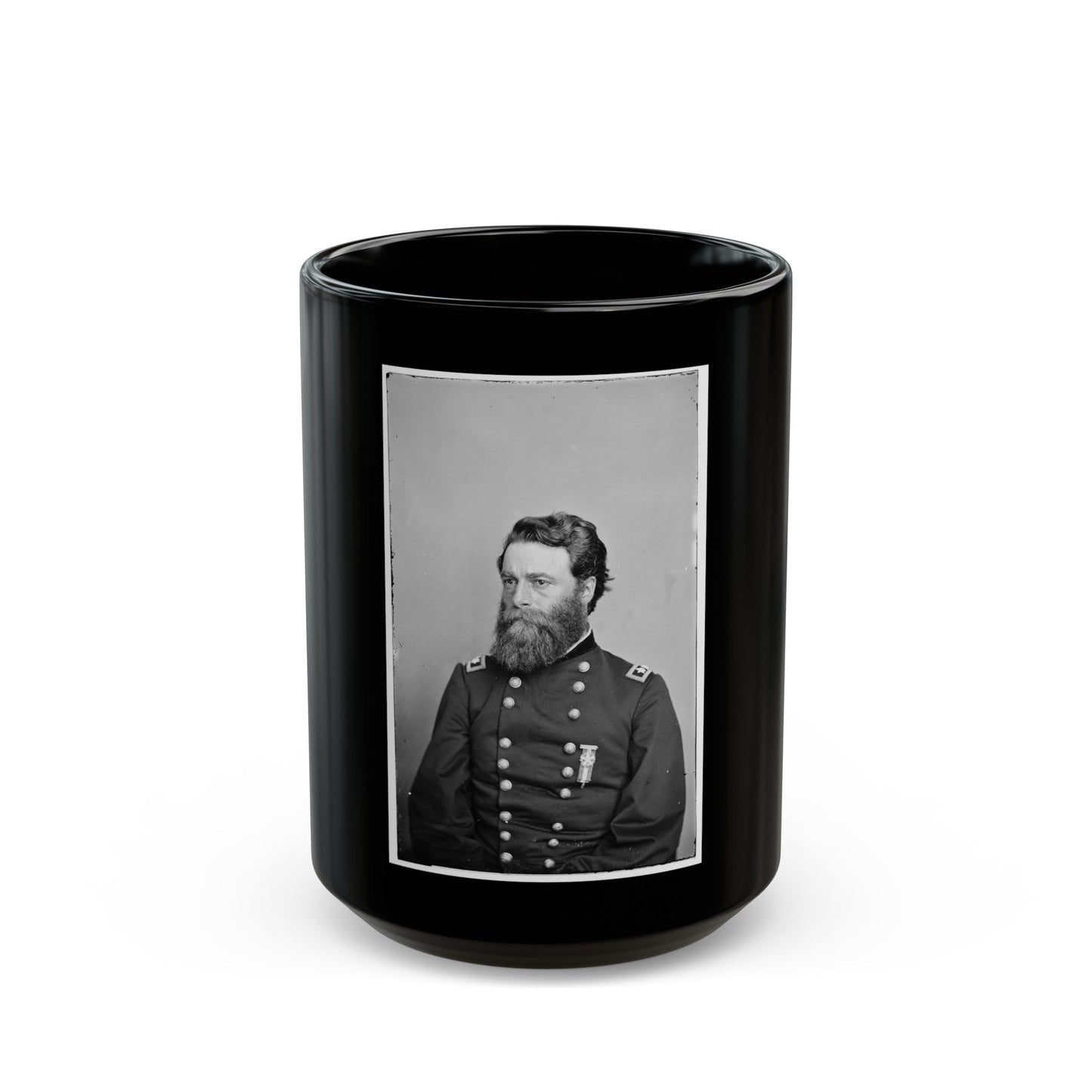 Portrait Of Maj. Gen. Joseph A. Mower, Officer Of The Federal Army (U.S. Civil War) Black Coffee Mug-15oz-The Sticker Space